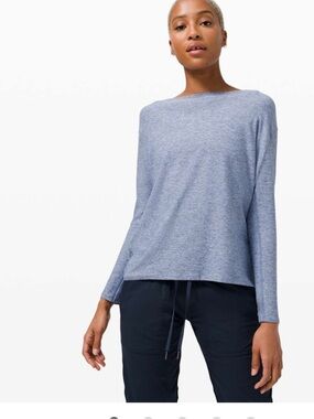 LULULEMON Back in Action Long Sleeve RULU Heathered Water Drop Size L/XL EUC